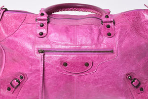BALENCIAGA バレンシアガ トートバッグ ハンドバッグ The City ザ シティ ピンク ブロンズ金具 132110 美品 中古 4a005711