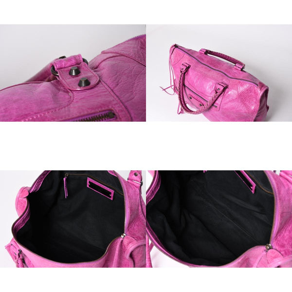 BALENCIAGA バレンシアガ トートバッグ ハンドバッグ The City ザ シティ ピンク ブロンズ金具 132110 美品 中古 4a005711
