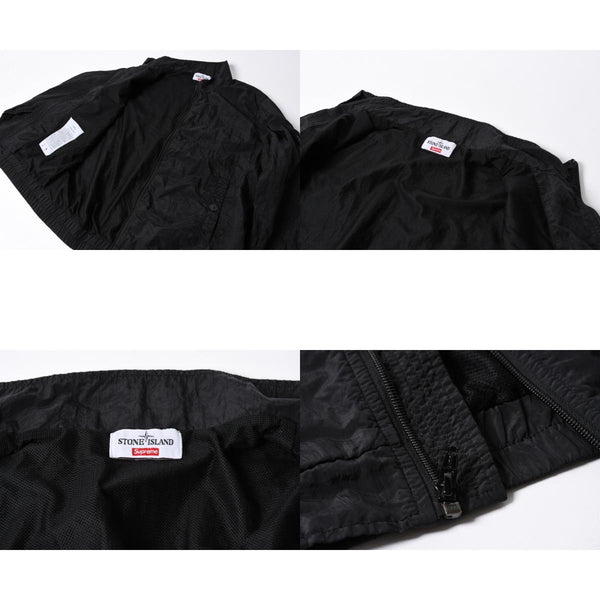 STONE ISLAND ストーンアイランド × シュプリーム ナイロンメタルトラックジャケット ブラック Lサイズ ライトアウター 美品 中古 4a006301