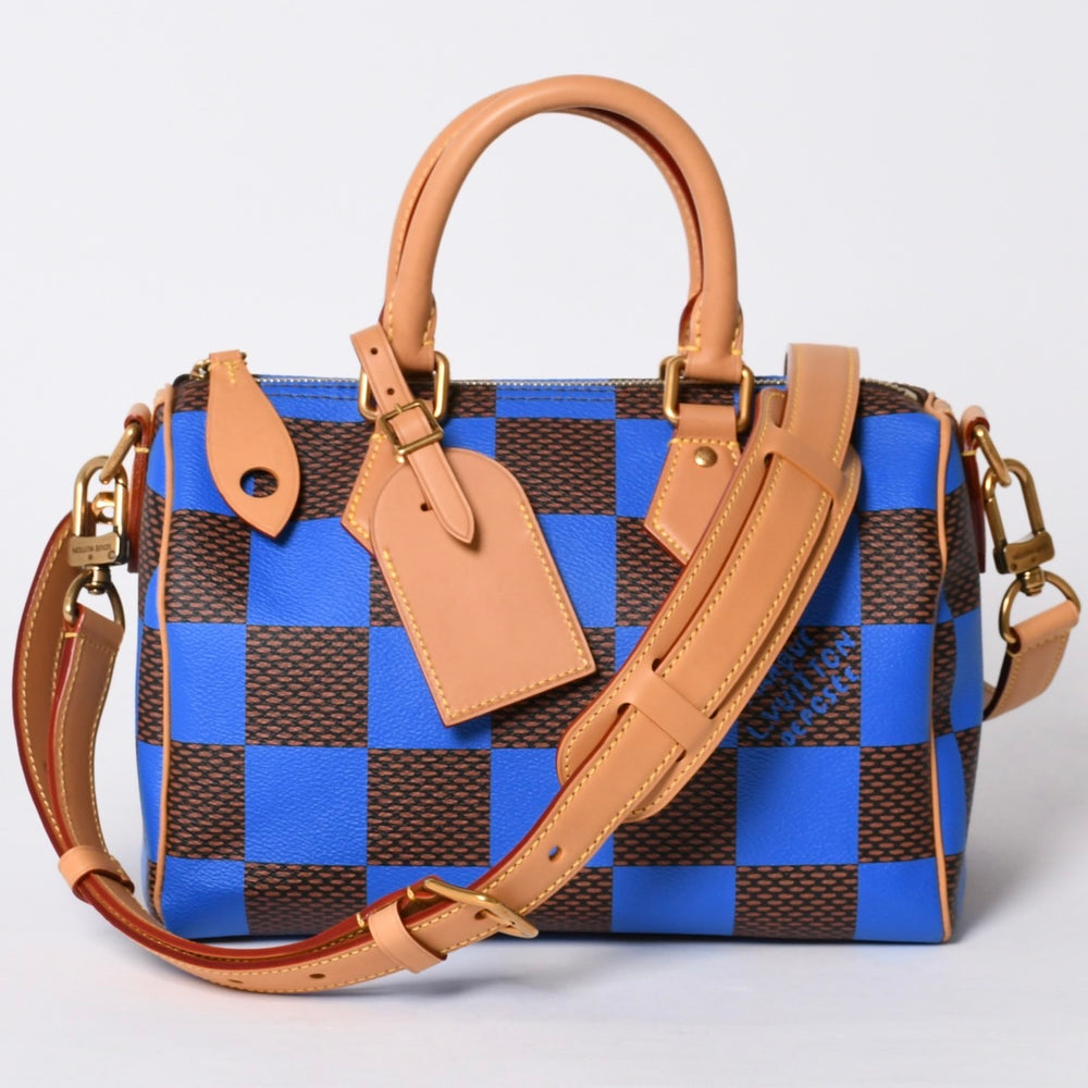 Like new LOUIS VUITTON Farrell Design Speedy Bandouliere 25 Handbag N40585 Blue Used 4a001445