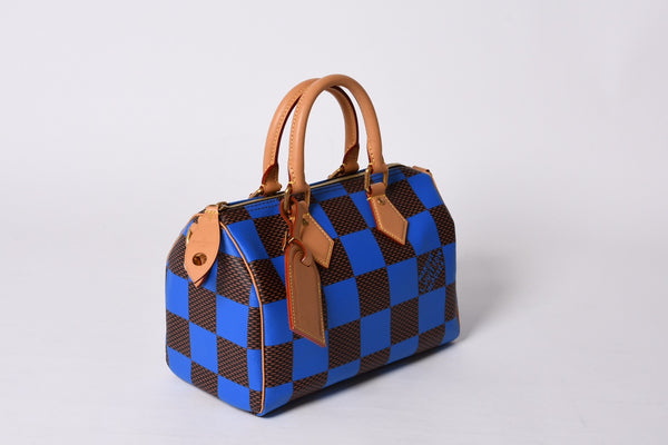 Like new LOUIS VUITTON Farrell Design Speedy Bandouliere 25 Handbag N40585 Blue Used 4a001445