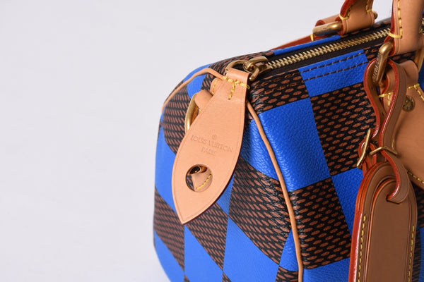 Like new LOUIS VUITTON Farrell Design Speedy Bandouliere 25 Handbag N40585 Blue Used 4a001445