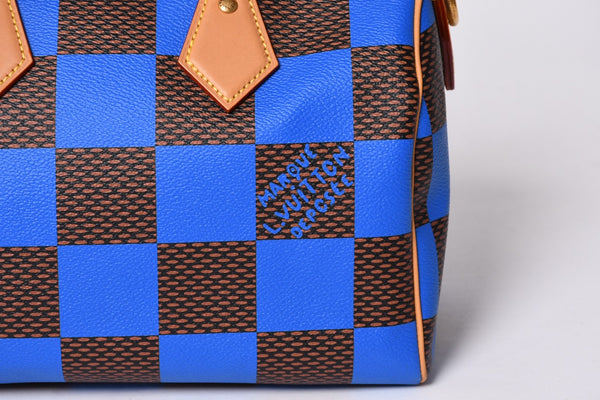 Like new LOUIS VUITTON Farrell Design Speedy Bandouliere 25 Handbag N40585 Blue Used 4a001445
