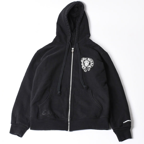 CHROME HEARTS Zip Up Hoodie Parka Size M American Flag Triple Cross Thermal Black Good Condition Used 4a000678