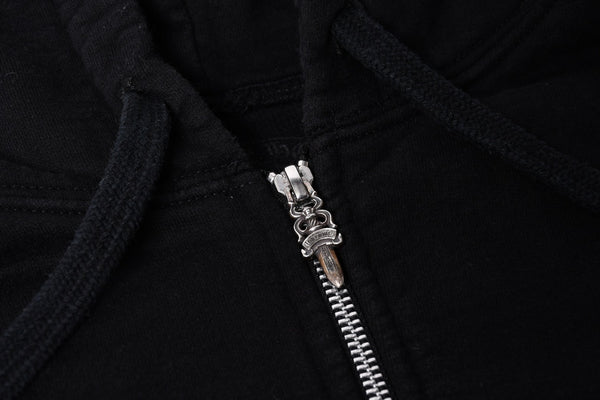 CHROME HEARTS Zip Up Hoodie Parka Size M American Flag Triple Cross Thermal Black Good Condition Used 4a000678