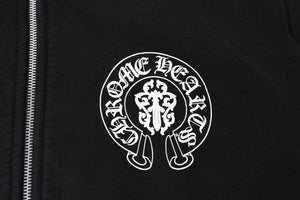 CHROME HEARTS Zip Up Hoodie Parka Size M American Flag Triple Cross Thermal Black Good Condition Used 4a000678