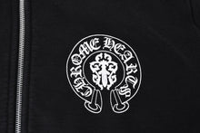 画像をギャラリービューアに読み込む, CHROME HEARTS クロムハーツ ジップアップ フーディー パーカー サイズM アメリカ国旗 トリプルクロス サーマル ブラック 美品 中古 4a000678