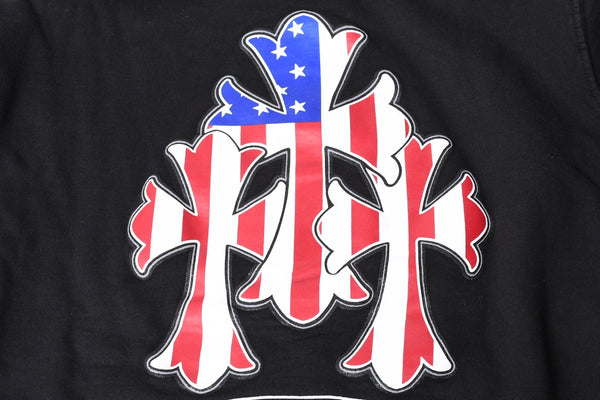 CHROME HEARTS Zip Up Hoodie Parka Size M American Flag Triple Cross Thermal Black Good Condition Used 4a000678