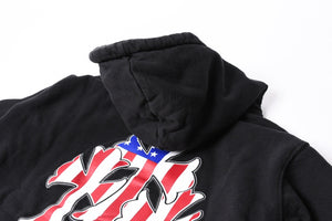 CHROME HEARTS Zip Up Hoodie Parka Size M American Flag Triple Cross Thermal Black Good Condition Used 4a000678