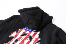 画像をギャラリービューアに読み込む, CHROME HEARTS クロムハーツ ジップアップ フーディー パーカー サイズM アメリカ国旗 トリプルクロス サーマル ブラック 美品 中古 4a000678