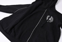 画像をギャラリービューアに読み込む, CHROME HEARTS クロムハーツ ジップアップ フーディー パーカー サイズM アメリカ国旗 トリプルクロス サーマル ブラック 美品 中古 4a000678