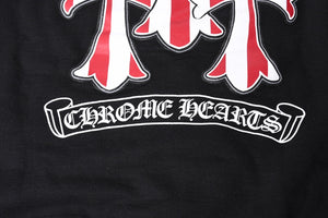 CHROME HEARTS Zip Up Hoodie Parka Size M American Flag Triple Cross Thermal Black Good Condition Used 4a000678