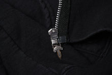 画像をギャラリービューアに読み込む, CHROME HEARTS クロムハーツ ジップアップ フーディー パーカー サイズM アメリカ国旗 トリプルクロス サーマル ブラック 美品 中古 4a000678