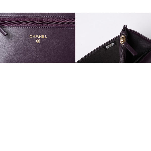 新品同様 CHANEL シャネル BOY CHANEL ボーイシャネル チェーンウォレット 30番台 ココマーク キャビアスキン パープル 中古 4b013369