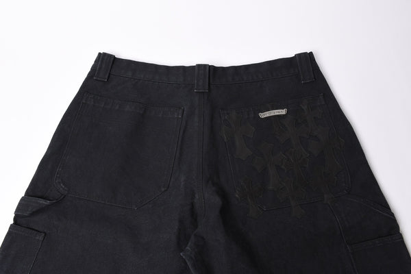 New and unused CHROME HEARTS CARPENTER DOUBLE KNEE Carpenter shorts size 36 with patch Cross ball Silver 925 Used 4a001761
