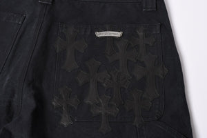 New and unused CHROME HEARTS CARPENTER DOUBLE KNEE Carpenter shorts size 36 with patch Cross ball Silver 925 Used 4a001761