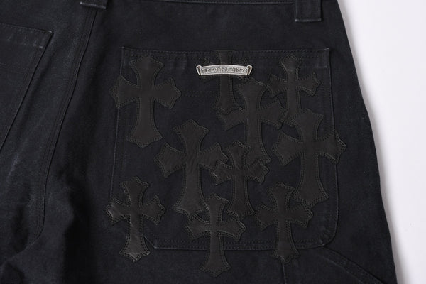 New and unused CHROME HEARTS CARPENTER DOUBLE KNEE Carpenter shorts size 36 with patch Cross ball Silver 925 Used 4a001761