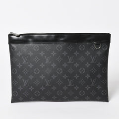 LOUIS VUITTON ルイヴィトン モノグラムエクリプス ポシェットディスカバリー M62291 クラッチバッグ ブラック 美品 中古 4a004673