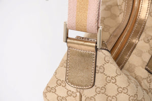 極美品 GUCCI グッチ GGクリスタル ショルダーバッグ GGキャンバス ホーボー 181092 1669 ベージュ ゴールド金具 中古 4a004959