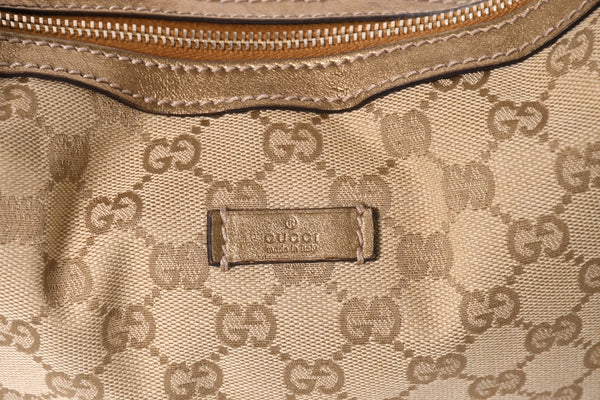 極美品 GUCCI グッチ GGクリスタル ショルダーバッグ GGキャンバス ホーボー 181092 1669 ベージュ ゴールド金具 中古 4a004959