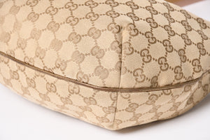 極美品 GUCCI グッチ GGクリスタル ショルダーバッグ GGキャンバス ホーボー 181092 1669 ベージュ ゴールド金具 中古 4a004959