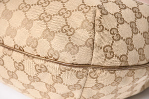 極美品 GUCCI グッチ GGクリスタル ショルダーバッグ GGキャンバス ホーボー 181092 1669 ベージュ ゴールド金具 中古 4a004959