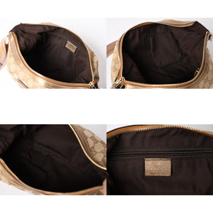 極美品 GUCCI グッチ GGクリスタル ショルダーバッグ GGキャンバス ホーボー 181092 1669 ベージュ ゴールド金具 中古 4a004959