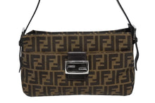 画像をギャラリービューアに読み込む, FENDI フェンディ マンマバケット ハンドバッグ ズッカ柄 ブラウン レザー キャンバス シルバー金具 美品 中古 4b011402