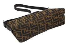 画像をギャラリービューアに読み込む, FENDI フェンディ マンマバケット ハンドバッグ ズッカ柄 ブラウン レザー キャンバス シルバー金具 美品 中古 4b011402