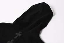 画像をギャラリービューアに読み込む, 極美品 CHROME HEARTS クロムハーツ バッククロスパッチ カシミヤ フーデッドジップベスト ダガー CHプラスボール カシミヤ レザーパッチ ダブルジップ ニット ブラック Mサイズ シルバー925 中古 4a005603