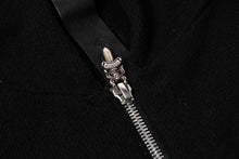 画像をギャラリービューアに読み込む, 極美品 CHROME HEARTS クロムハーツ バッククロスパッチ カシミヤ フーデッドジップベスト ダガー CHプラスボール カシミヤ レザーパッチ ダブルジップ ニット ブラック Mサイズ シルバー925 中古 4a005603