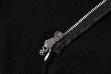 画像をギャラリービューアに読み込む, 極美品 CHROME HEARTS クロムハーツ バッククロスパッチ カシミヤ フーデッドジップベスト ダガー CHプラスボール カシミヤ レザーパッチ ダブルジップ ニット ブラック Mサイズ シルバー925 中古 4a005603