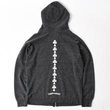 画像をギャラリービューアに読み込む, 新品未使用 CHROME HEARTS クロムハーツ セメタリークロス ダガージップアップパーカー ポリエステル シルバー925 グレー サイズM 中古 4a005550