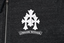 画像をギャラリービューアに読み込む, 新品未使用 CHROME HEARTS クロムハーツ セメタリークロス ダガージップアップパーカー ポリエステル シルバー925 グレー サイズM 中古 4a005550