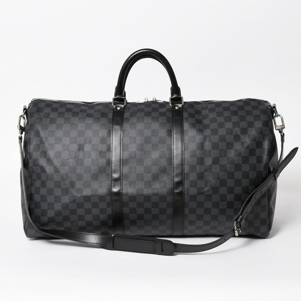 極美品 ルイヴィトン LOUIS VUITTON キーポル バンドリエール 55 ボストンバッグ ダミエ グラフィット ブラック N41413 中古 4a005646