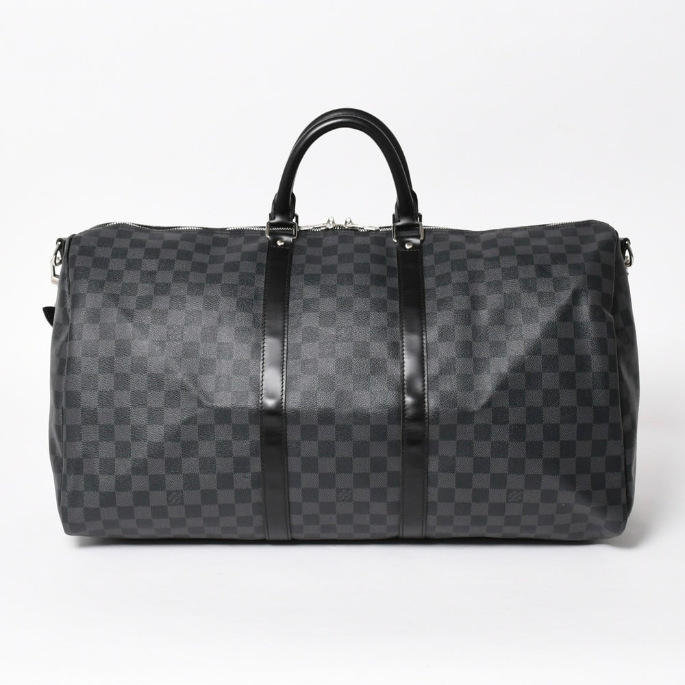 極美品 ルイヴィトン LOUIS VUITTON キーポル バンドリエール 55 ボストンバッグ ダミエ グラフィット ブラック N41413 中古 4a005646