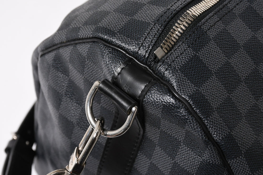 極美品 ルイヴィトン LOUIS VUITTON キーポル バンドリエール 55 ボストンバッグ ダミエ グラフィット ブラック N41413 中古 4a005646