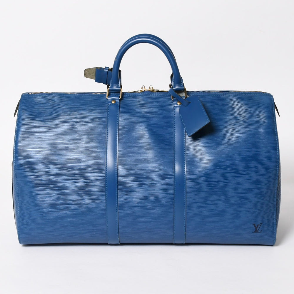 LOUIS VUITTON ルイヴィトン ボストンバッグ エピ M42965 キーポル50 keepall ブルー レザー PVC 美品 中古 4a005645