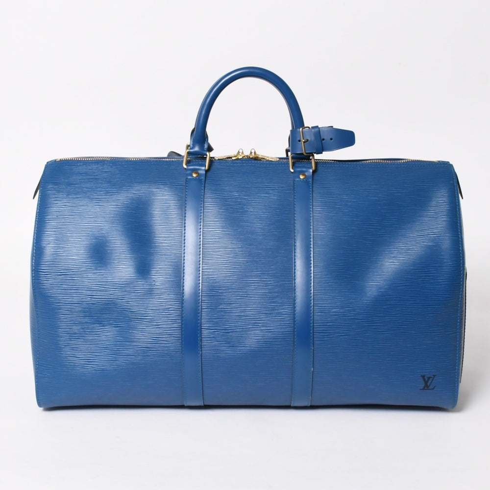 LOUIS VUITTON ルイヴィトン ボストンバッグ エピ M42965 キーポル50 keepall ブルー レザー PVC 美品 中古 4a005645