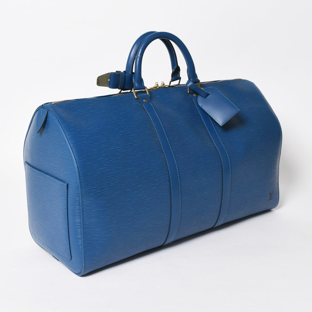 LOUIS VUITTON Boston bag Epi M42965 Keepall 50 keepall Blue leather PVC Good condition Used 4a005645