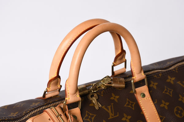 極美品 LOUIS VUITTON ルイヴィトン キーポル55 ボストンバッグ V1 0920 モノグラム ブラウン ゴールド金具 中古 4a000764