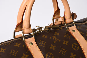 極美品 LOUIS VUITTON ルイヴィトン キーポル55 ボストンバッグ V1 0920 モノグラム ブラウン ゴールド金具 中古 4a000764