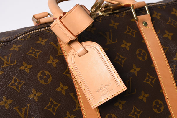 極美品 LOUIS VUITTON ルイヴィトン キーポル55 ボストンバッグ V1 0920 モノグラム ブラウン ゴールド金具 中古 4a000764