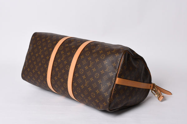 極美品 LOUIS VUITTON ルイヴィトン キーポル55 ボストンバッグ V1 0920 モノグラム ブラウン ゴールド金具 中古 4a000764