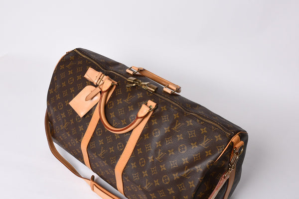 極美品 LOUIS VUITTON ルイヴィトン キーポル55 ボストンバッグ V1 0920 モノグラム ブラウン ゴールド金具 中古 4a000764