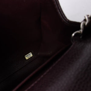 新品同様 CHANEL シャネル シングルフラップ Sチェーンショルダーバッグ 19番台 ココマーク キャビアスキン ワインレッド シルバー金具 中古 4a000620