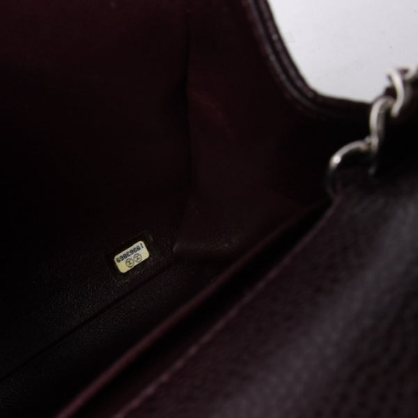 新品同様 CHANEL シャネル シングルフラップ Sチェーンショルダーバッグ 19番台 ココマーク キャビアスキン ワインレッド シルバー金具 中古 4a000620