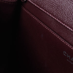 新品同様 CHANEL シャネル シングルフラップ Sチェーンショルダーバッグ 19番台 ココマーク キャビアスキン ワインレッド シルバー金具 中古 4a000620