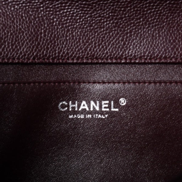 新品同様 CHANEL シャネル シングルフラップ Sチェーンショルダーバッグ 19番台 ココマーク キャビアスキン ワインレッド シルバー金具 中古 4a000620
