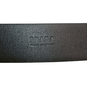 PRADA プラダ ベルト メタルバックル サイズ70/28 レザー ブラック シルバー金具 美品 中古 4b014160